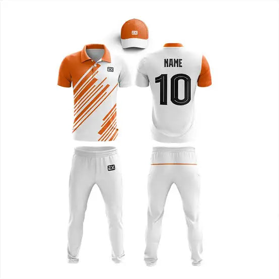 Cricket Shirt Trouser And Cap Customizable With Name And Number -Brown And White - Custom Cricket Wear 3PC Full