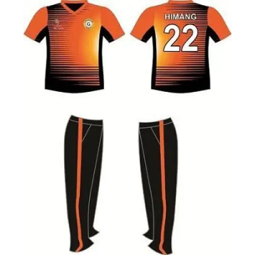 Cricket Uniform Jersey Kits Custom Made Color Clothing Orange & Black - CLOTHING CUSTOM