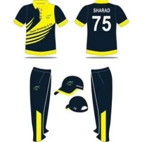 Customized Sublimation Cricket Uniform Jerseys Kit MW CC Yellow Green Black  2 Piece Set - Cricket