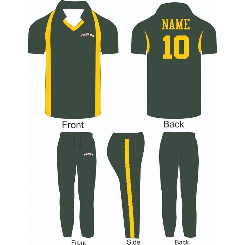 Cricket Uniform Shirt & Trouser Green Yellow Custom Made - CLOTHING CUSTOM