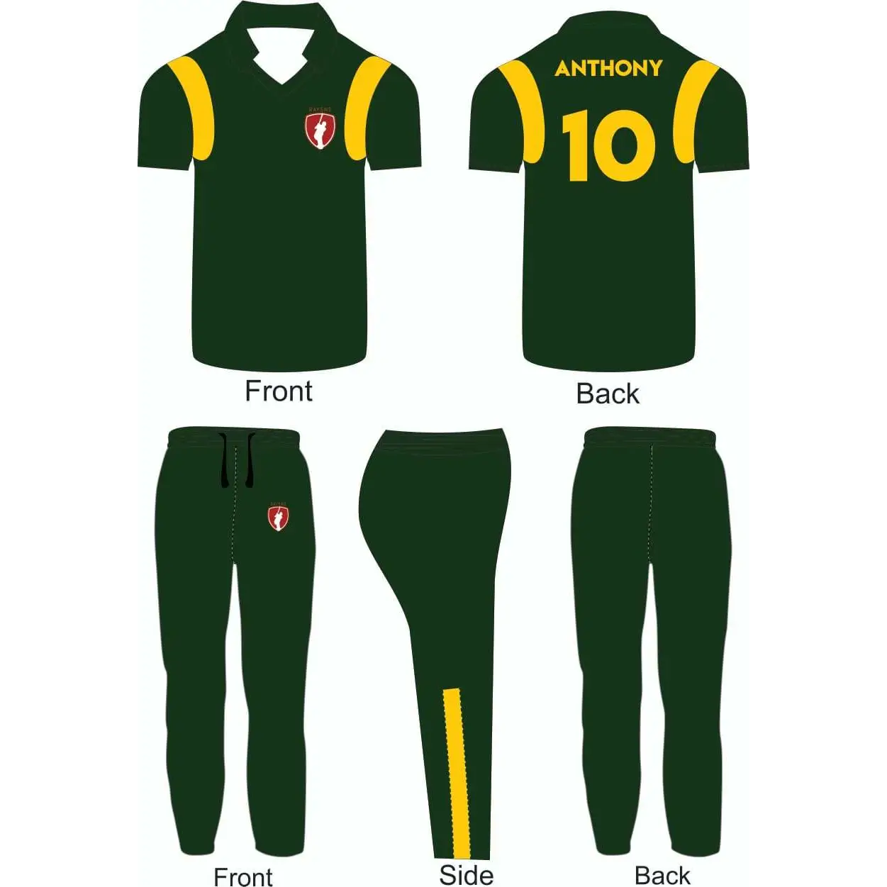 Cricket Uniform Shirt & Trouser Green Yellow Custom Made - CLOTHING CUSTOM