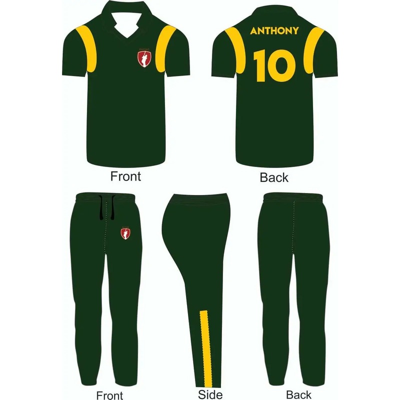 Cricket Uniform Shirt & Trouser Green Yellow Custom Made - CLOTHING CUSTOM