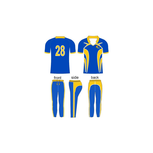 Cricket Uniforms Full Sublimation Custom Made Blue & Yellow - CLOTHING CUSTOM
