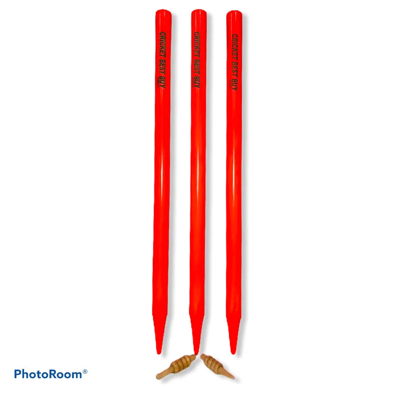 Cricket Wicket Stumps Red Pro Plus Wooden Stumps - STUMPS & BAILS