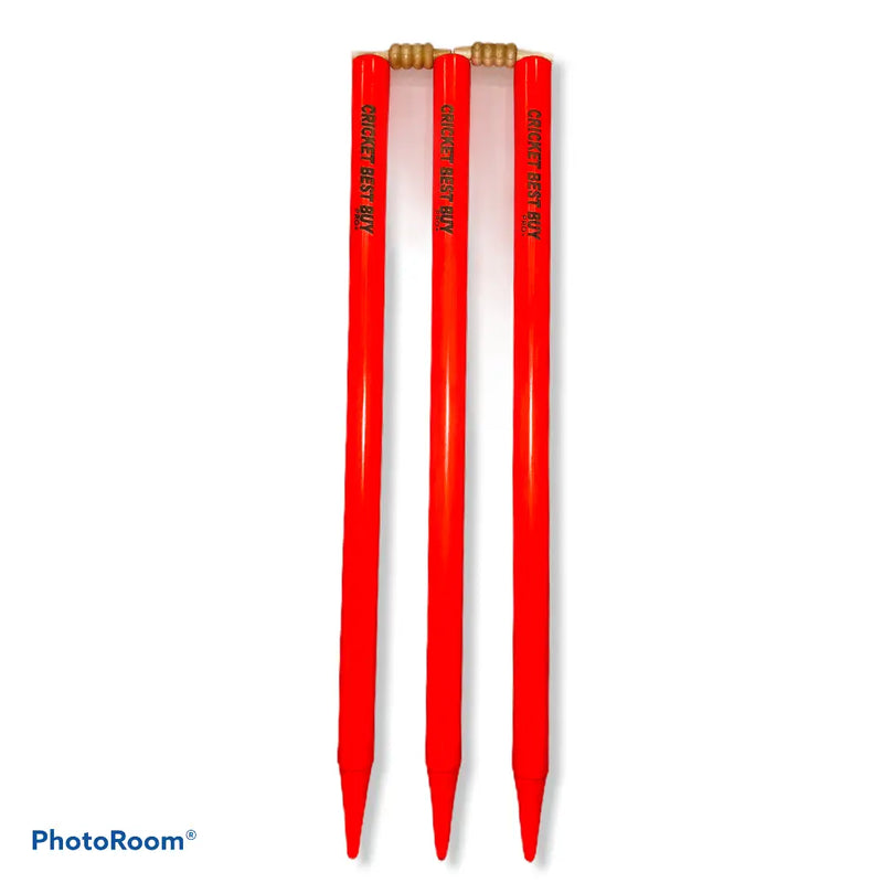Cricket Wicket Stumps Red Pro Plus Wooden Stumps - STUMPS & BAILS