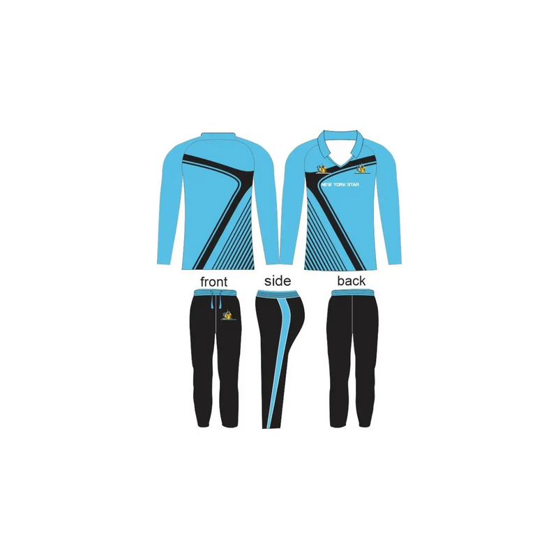 Custom Made Cricket Kit Jerseys Uniform full Sublimation Light Blue & Black - CLOTHING CUSTOM