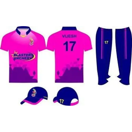 Custom Made Cricket Uniform Color Clothing Full Sublimation Pink & Blue - CLOTHING CUSTOM