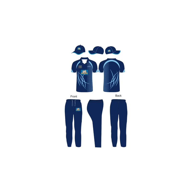 Customizable Cricket Shirt Trouser and Cap - Blue - Custom Cricket Wear 3PC Full