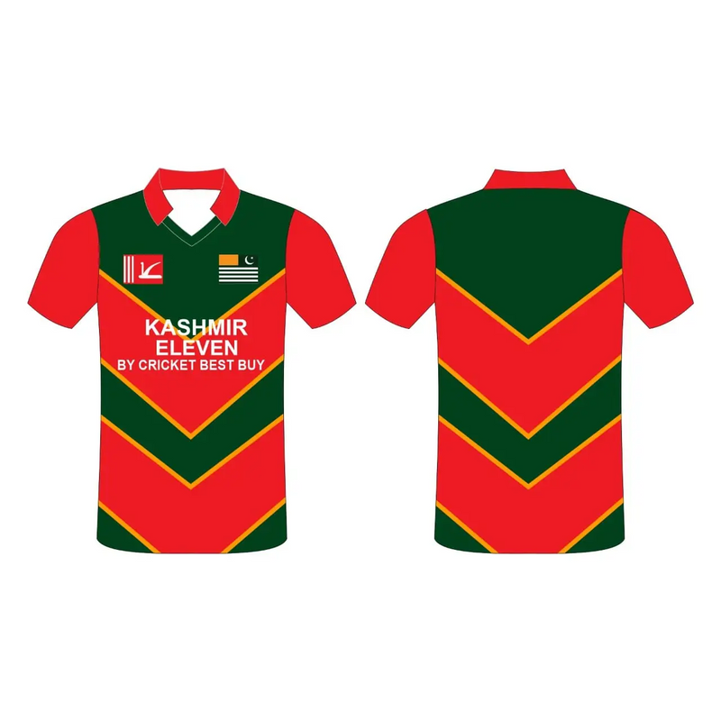 Customizable Cricket Shirt With Team Name And Logo - Green And Red - Custom Cricket Jerseys