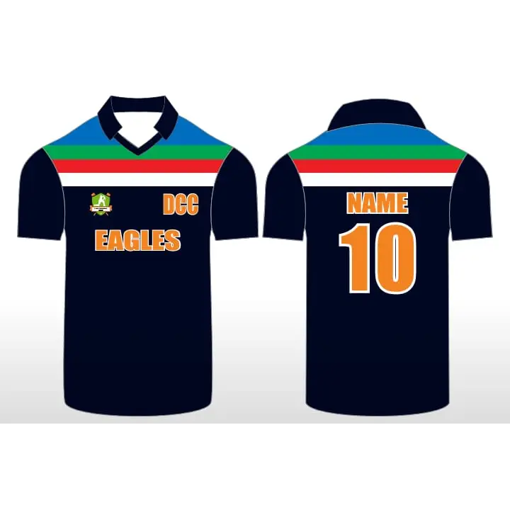 Customized Blue Cricket Shirt With Name And Number - Custom Cricket Jerseys
