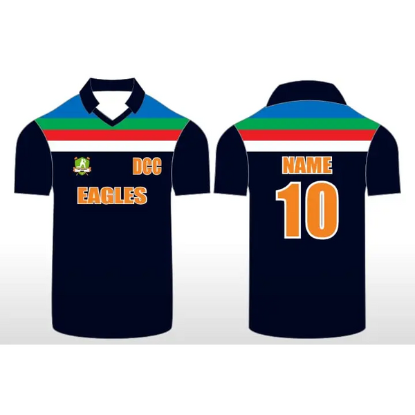 Customized Blue Cricket Shirt With Name And Number - Custom Cricket Jerseys