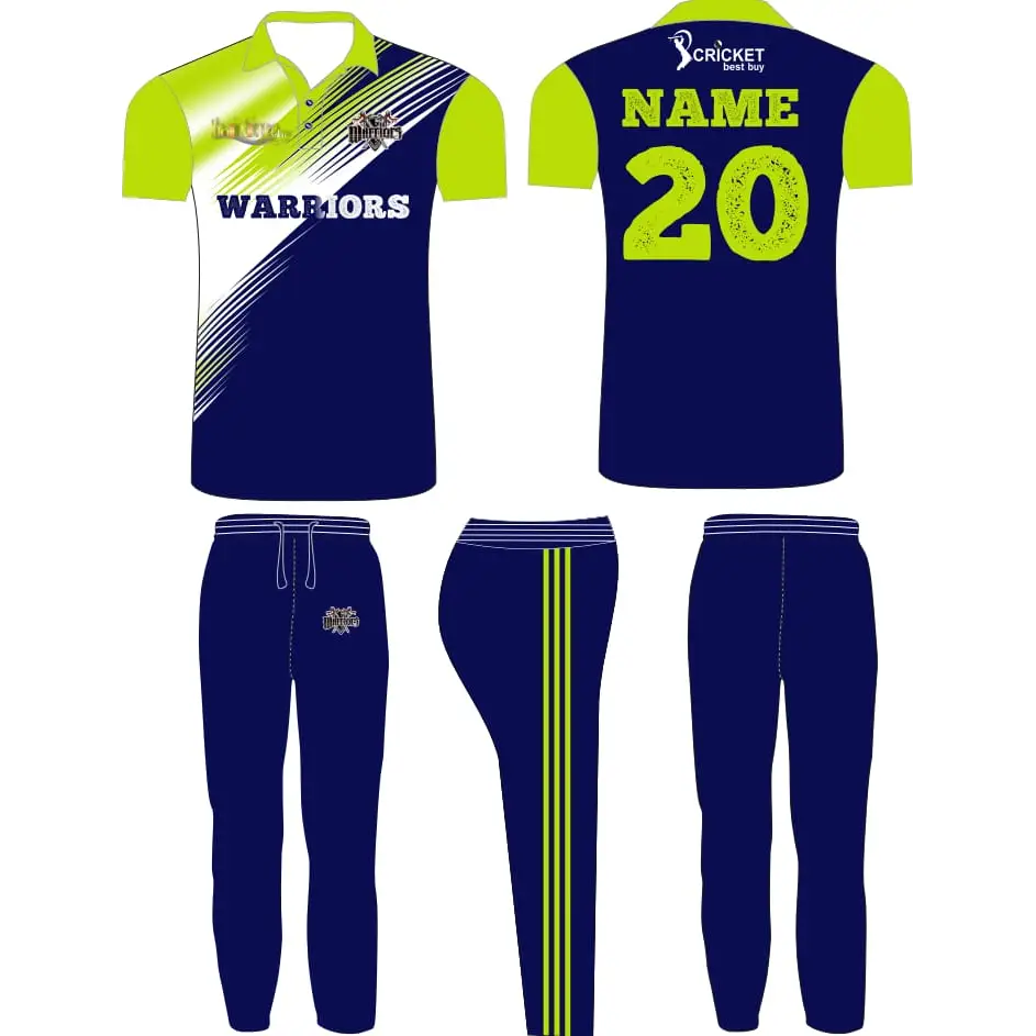 Customized Cricket Shirt And Trouser With Team & Player Name And Number - Green & Blue - Custom Cricket Wear 2PC Full