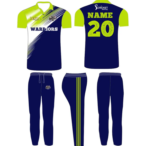 Customized Cricket Shirt And Trouser With Team & Player Name And Number - Green & Blue - Custom Cricket Wear 2PC Full
