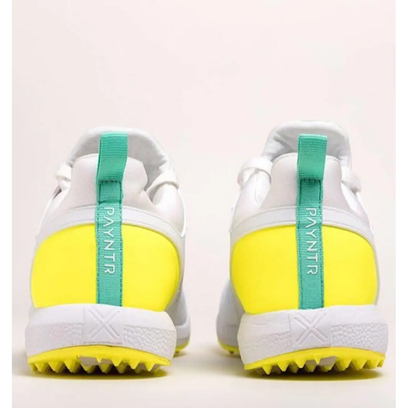Payntr X Cricket Shoes White & Yellow Pimple Rubber Sole - FOOTWEAR - RUBBER SOLE
