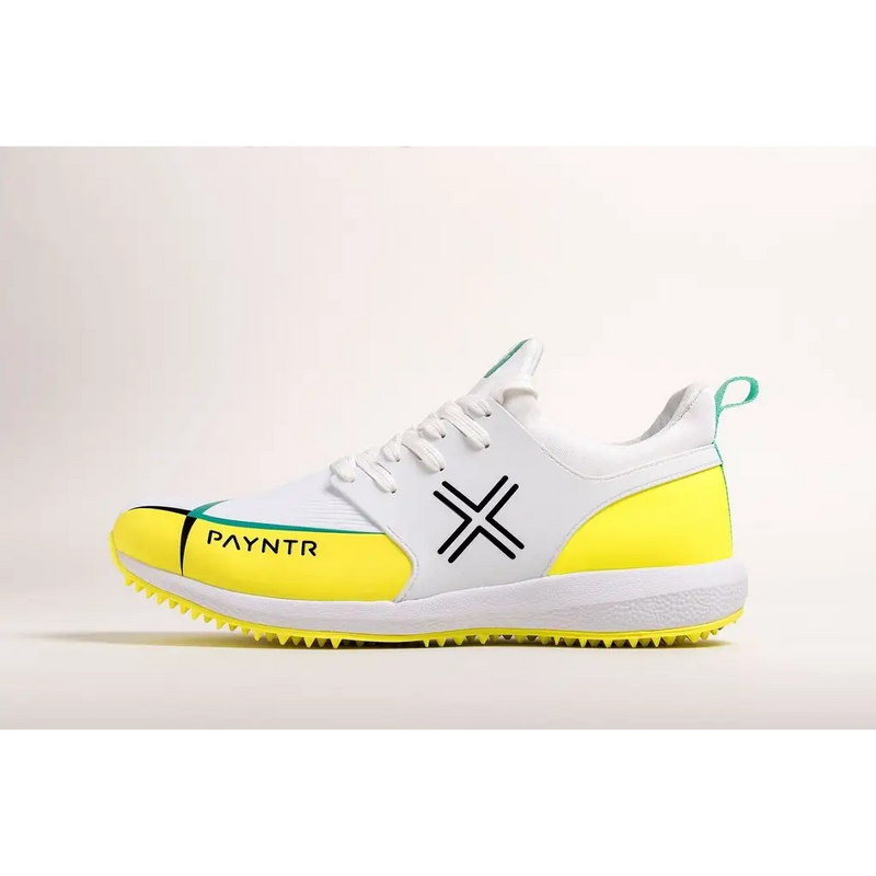 Payntr X Cricket Shoes White & Yellow Pimple Rubber Sole - FOOTWEAR - RUBBER SOLE