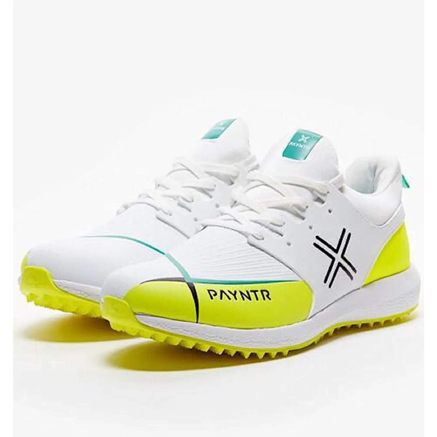 Payntr X Cricket Shoes White & Yellow Pimple Rubber Sole - FOOTWEAR - RUBBER SOLE