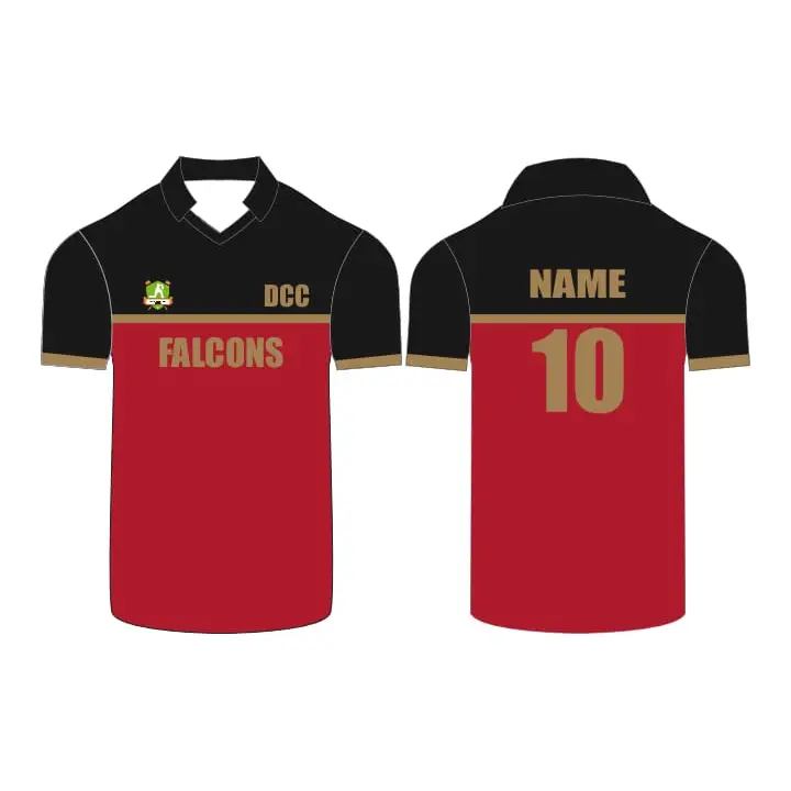 Red And Black Cricket Shirt With Name And Number Fully Customizable - Custom Cricket Jerseys