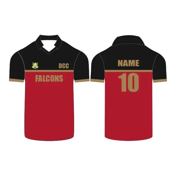 Red And Black Cricket Shirt With Name And Number Fully Customizable - Custom Cricket Jerseys