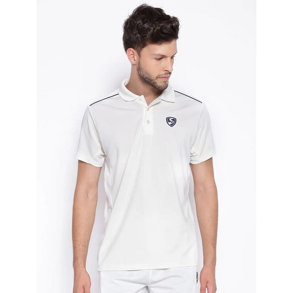 SG Century White Cricket Shirt Half Sleeve Premium Quality - CLOTHING - SHIRT