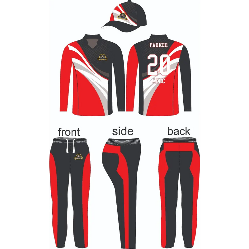 Sports Custom Made Jersey Trouser and Cap Black Red White - Various - CLOTHING CUSTOM