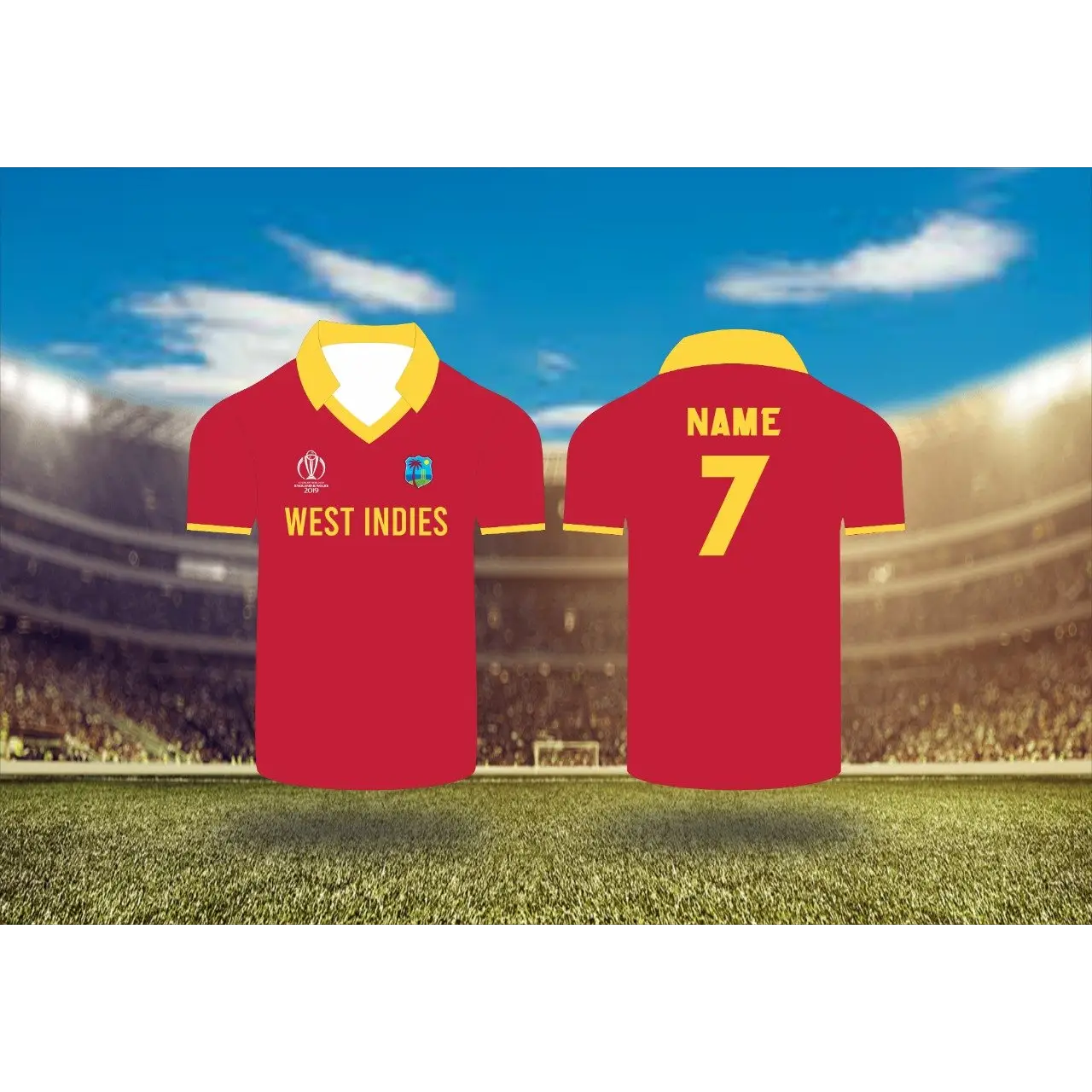 West Indies Cricket Team Shirt Jersey Kit World Cup 2019 Replica - CLOTHING - SHIRT