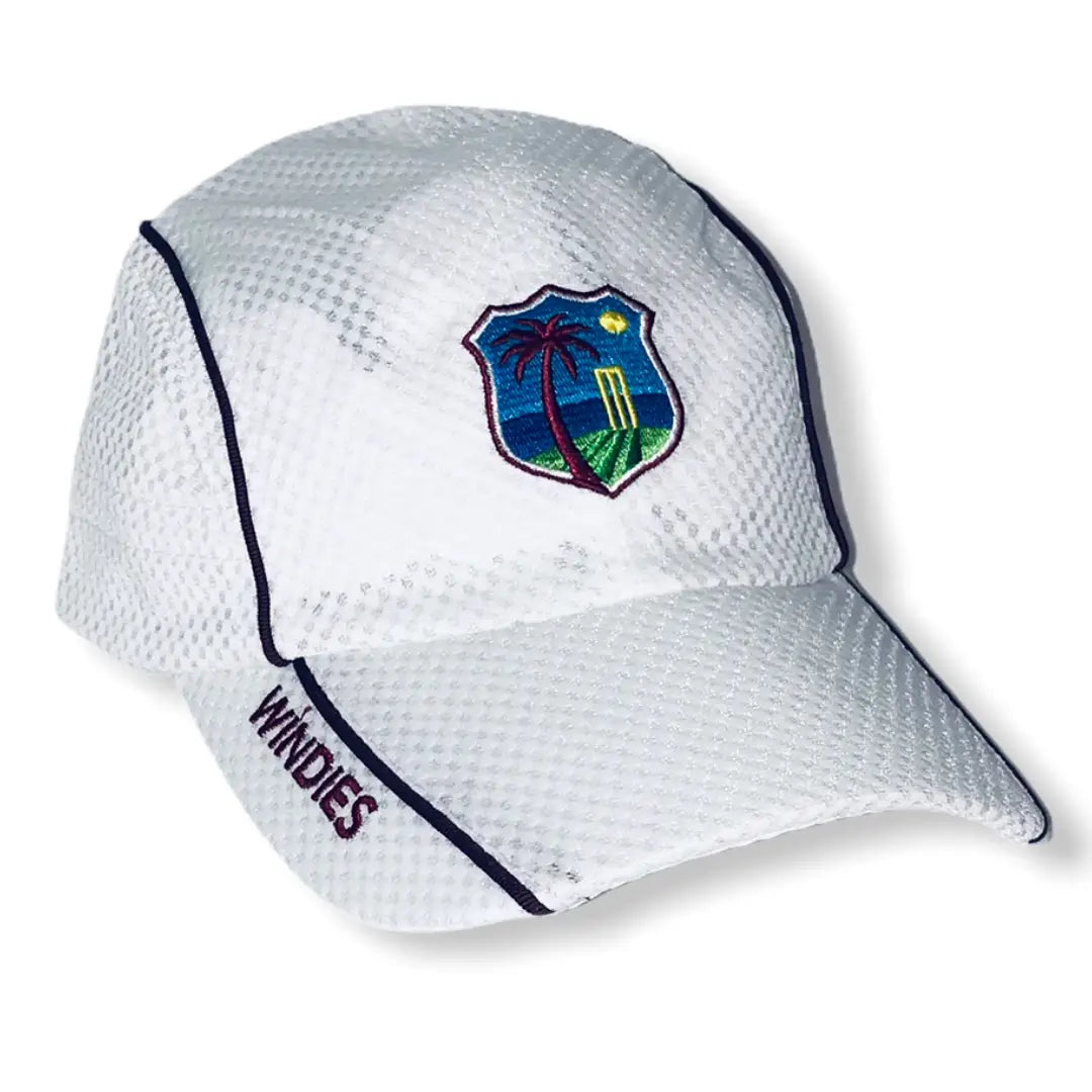 West Indies Test White Cricket Cap One Size Fits All Maroon Trim - White - CLOTHING - HEADWEAR
