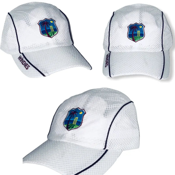 West Indies Test White Cricket Cap One Size Fits All Maroon Trim - White - CLOTHING - HEADWEAR